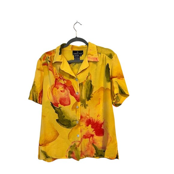 Carole Little Tops - Vintage 80s Carole Little Yellow Flower Blouse